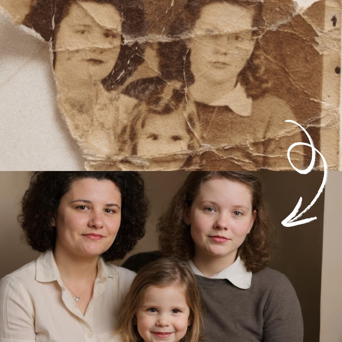 Severely damaged image restored with 'Old Photo'