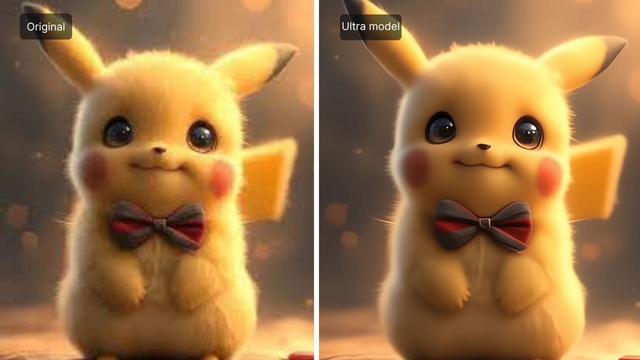 Side-by-side comparison of original vs upscaled AI image