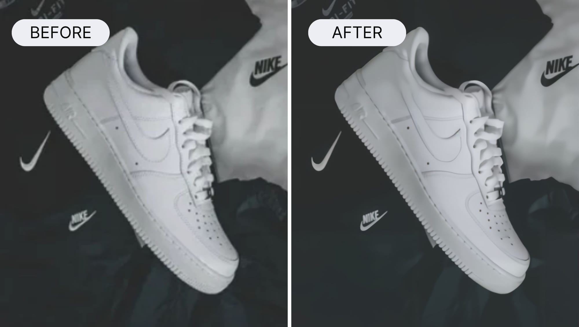 before‑and‑after: Claid unblurs and sharpens a product photo