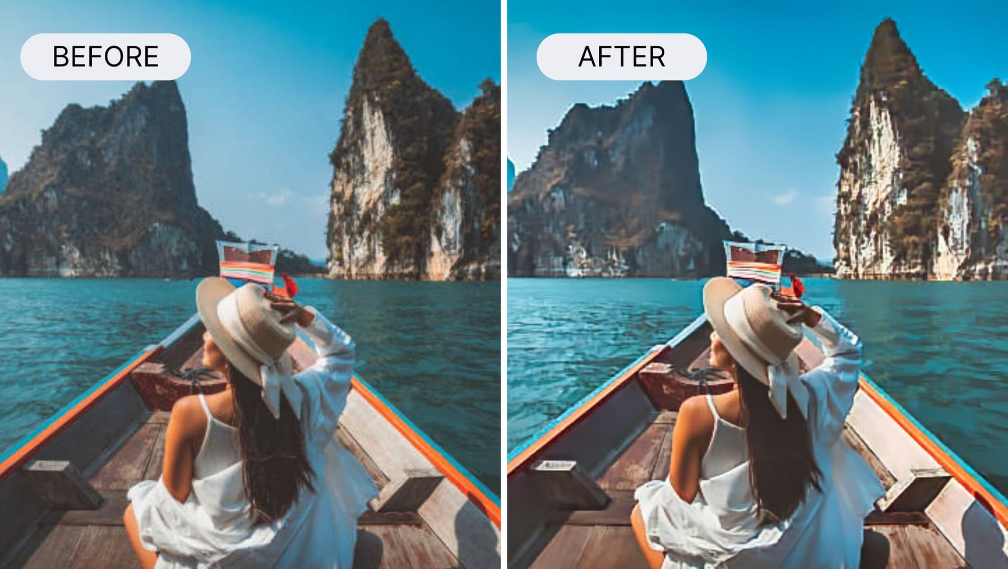 before‑and‑after of photo enhancement using Luminar Neo