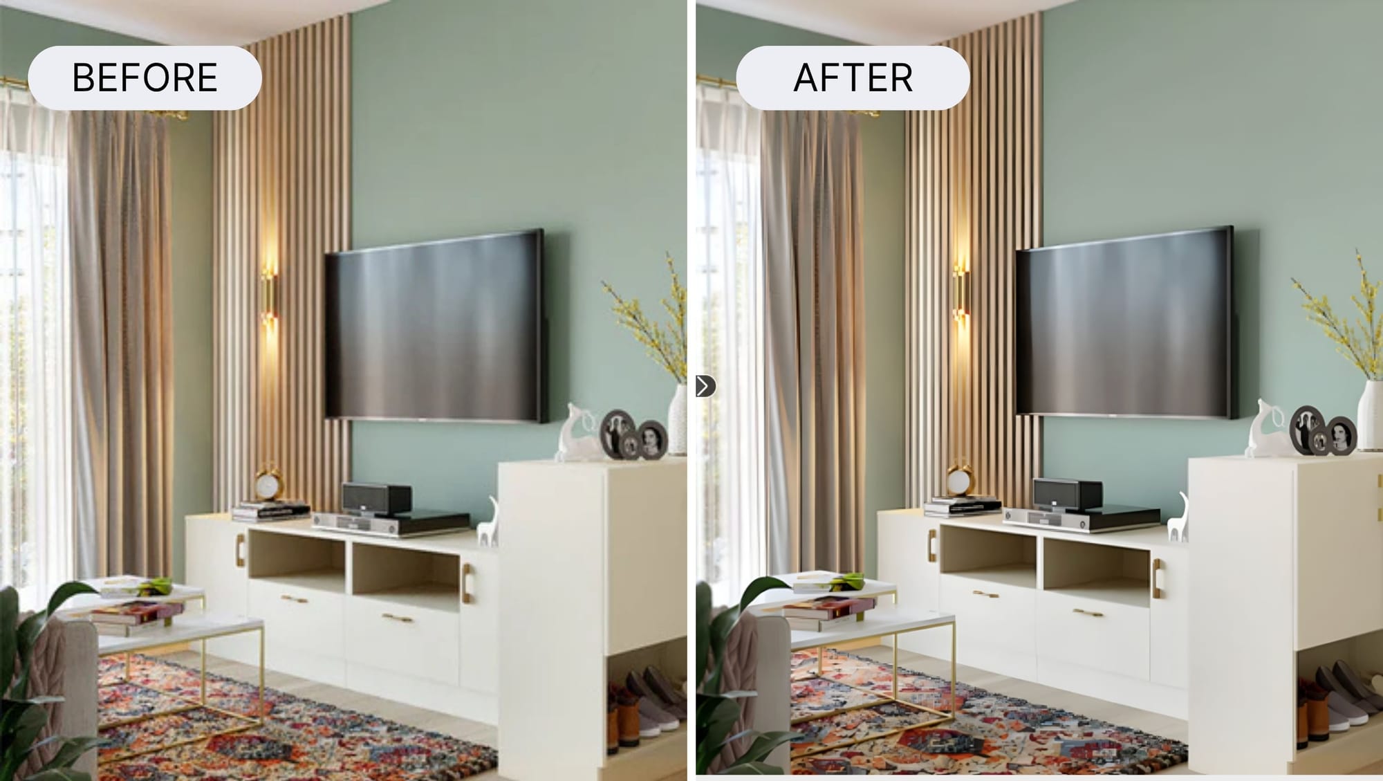 before‑and‑after showing Picsart image sharpening