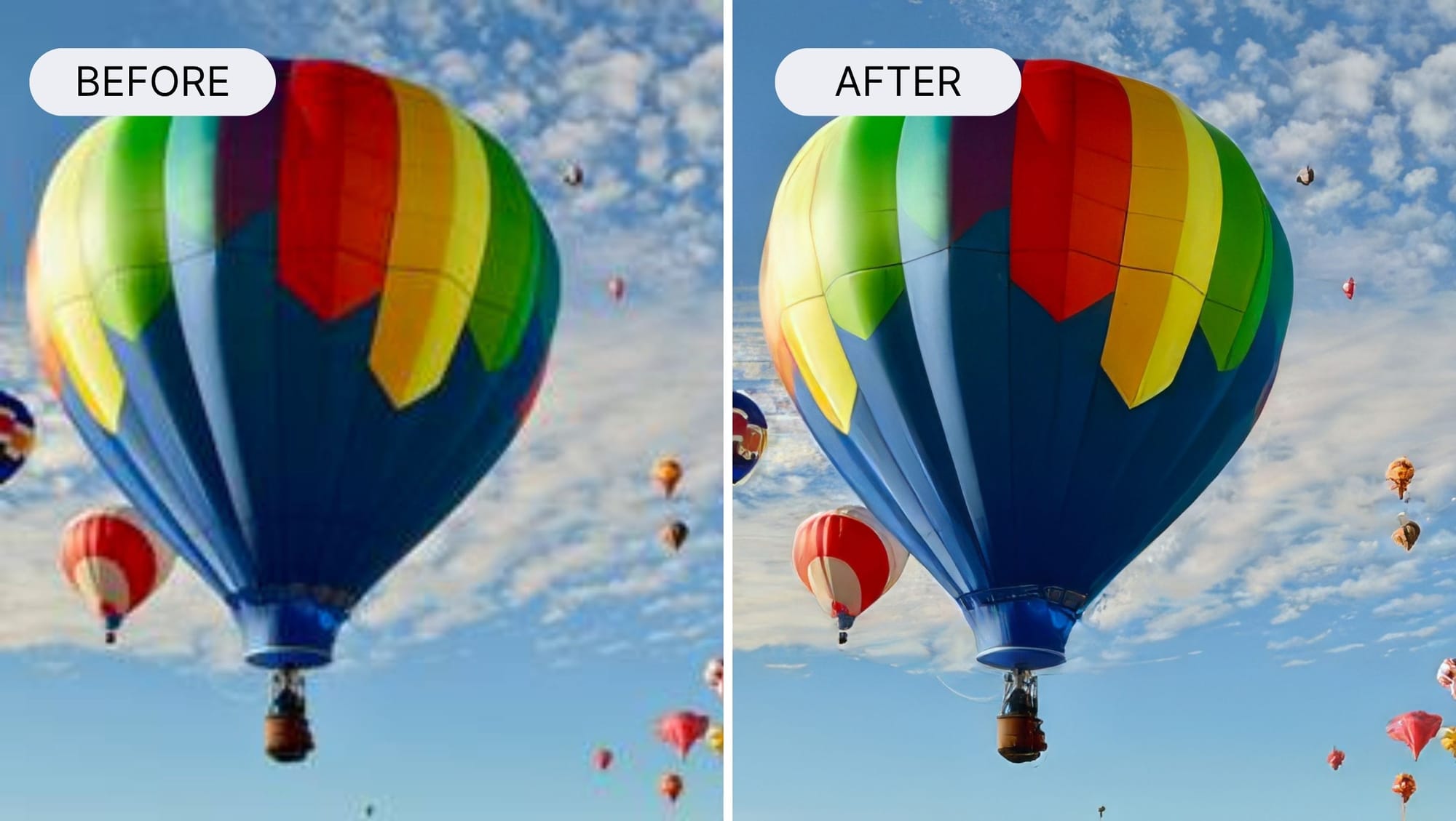 before‑and‑after comparison using Topaz Photo AI sharpening