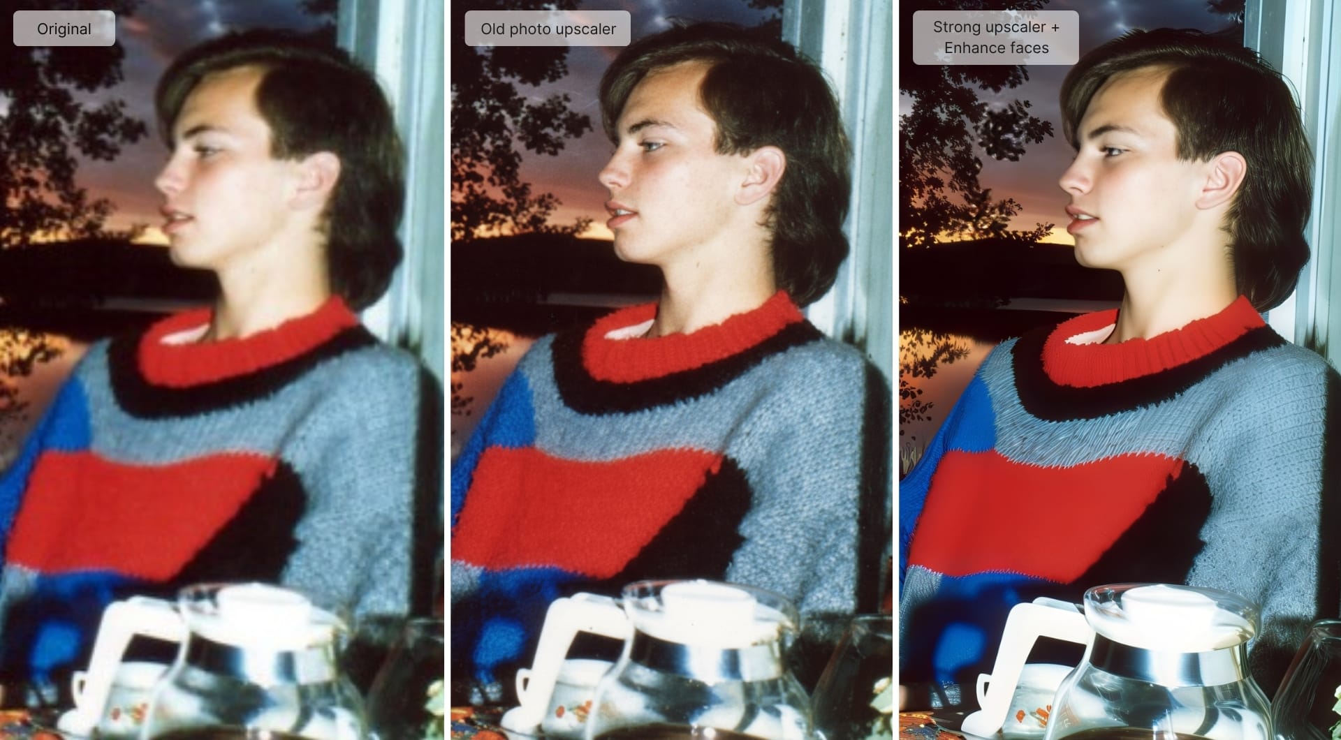 Fixing blur and compression artifacts in low-quality photo with LetsEnhance