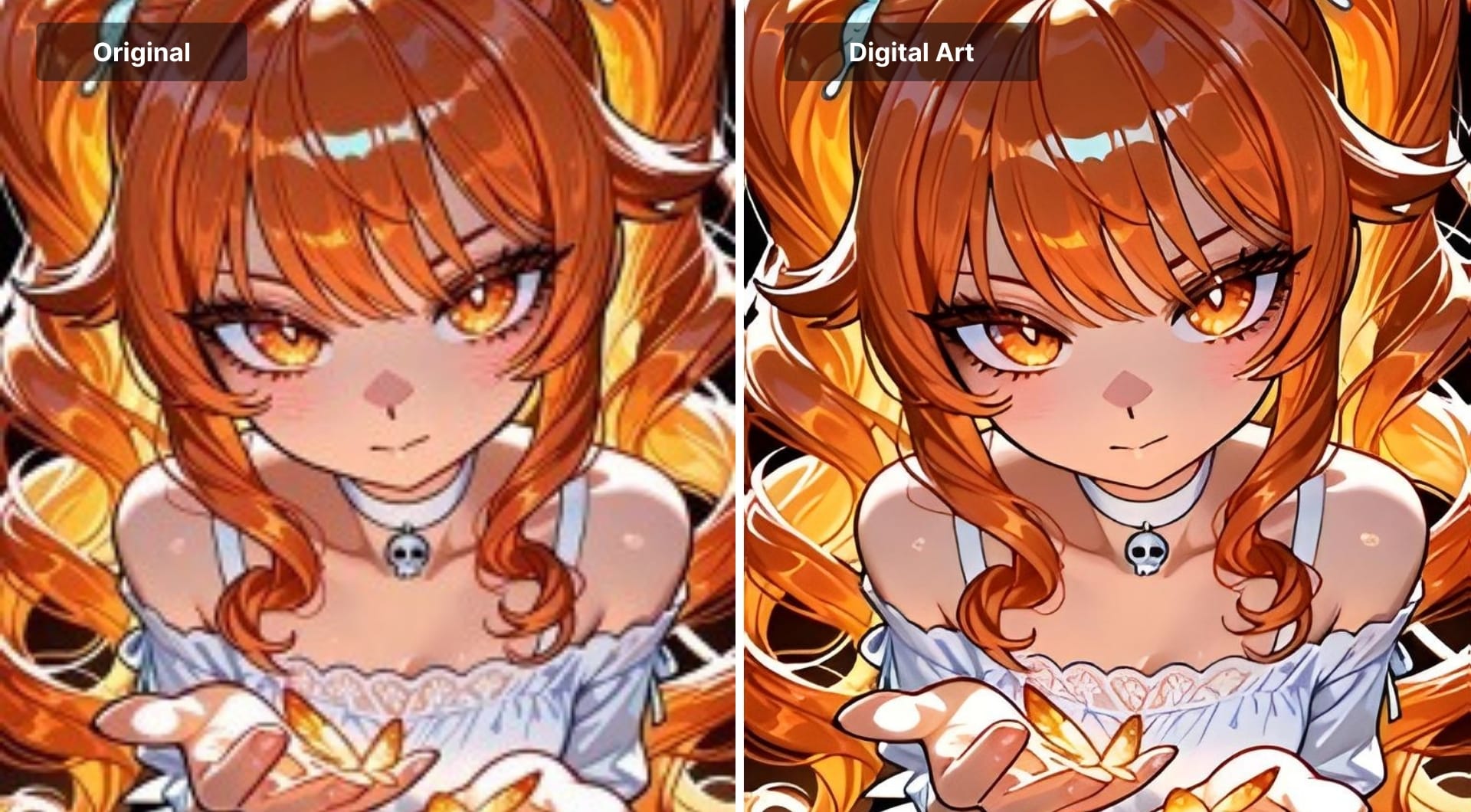 Anime-style portrait restored with Digital Art enhancement mode