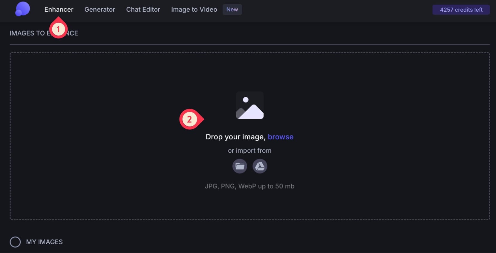 Screenshot showing steps to upscale AI art using LetsEnhance