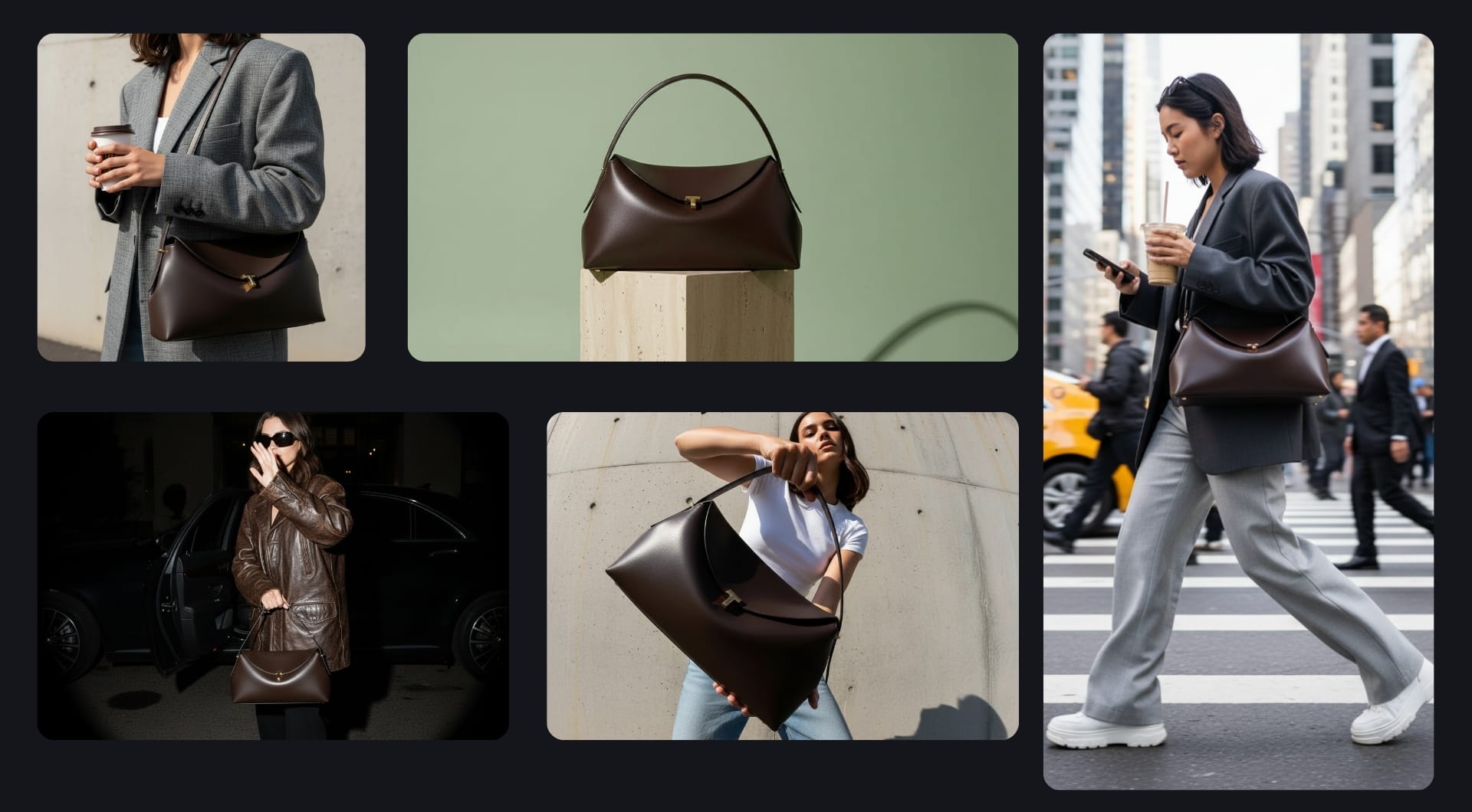 Collage of new AI product scenes made from a single PNG