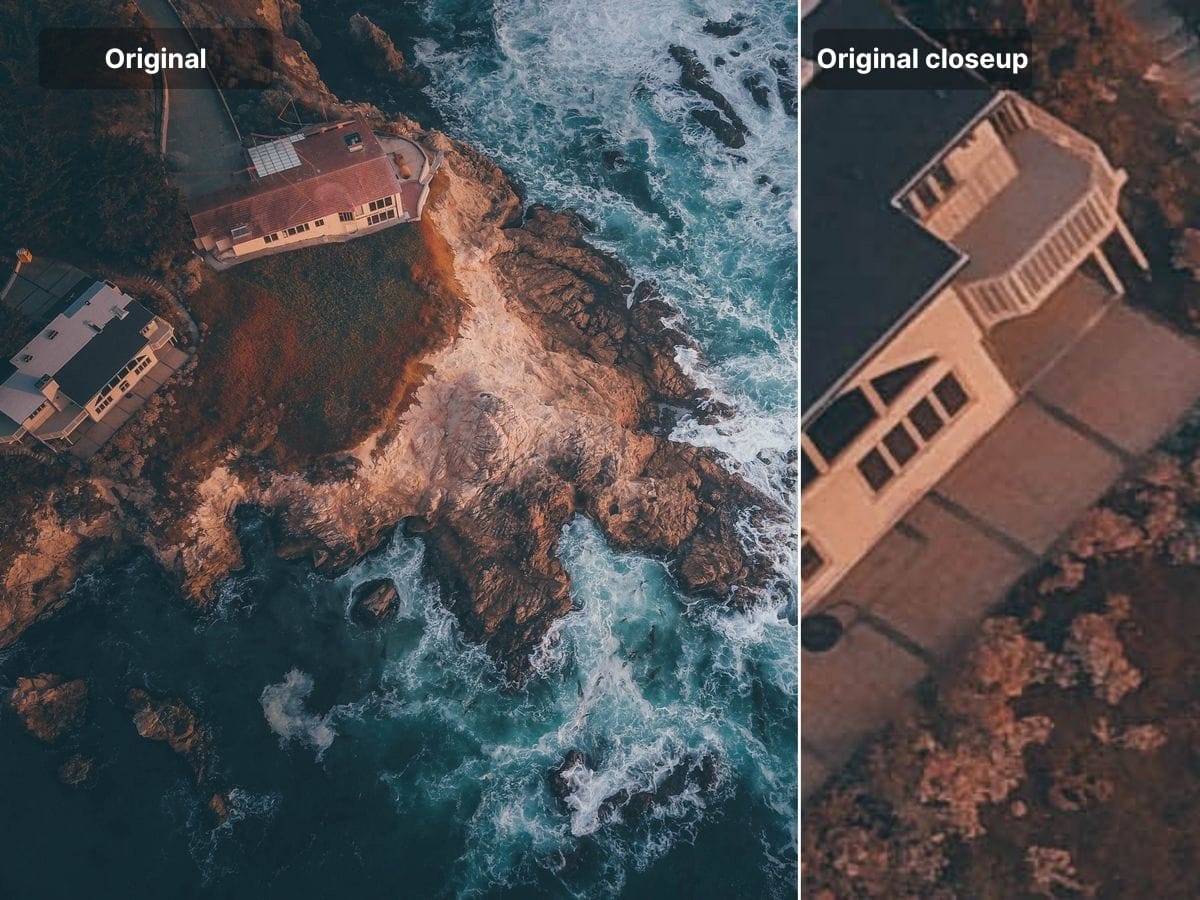 Low-quality coastline photo used for testing