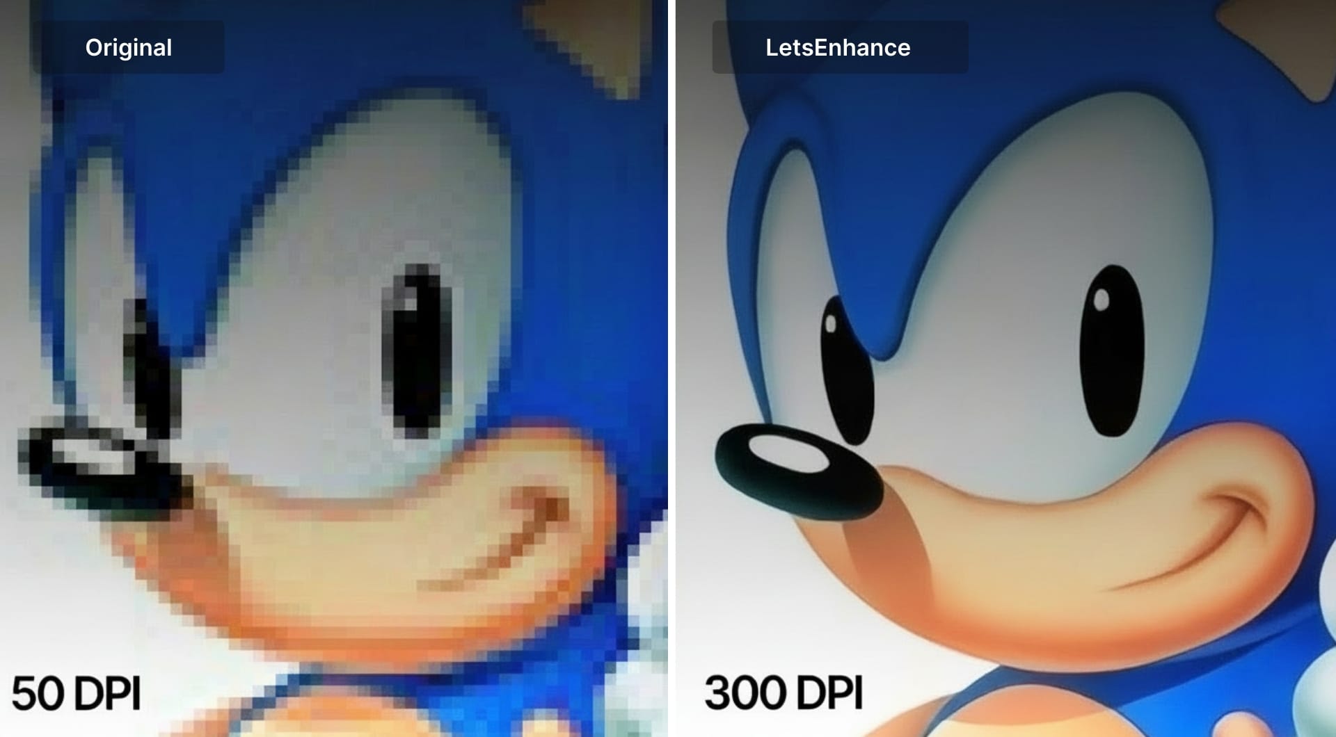 Low-res cartoon image improved for print from 50 to 300 DPI