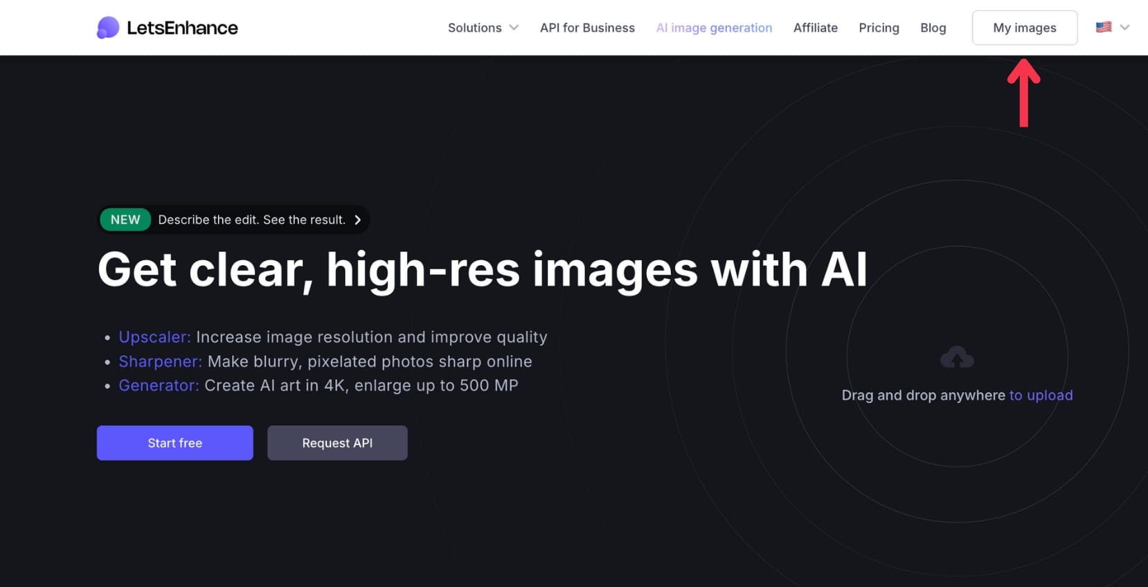 LetsEnhance My Images workspace interface