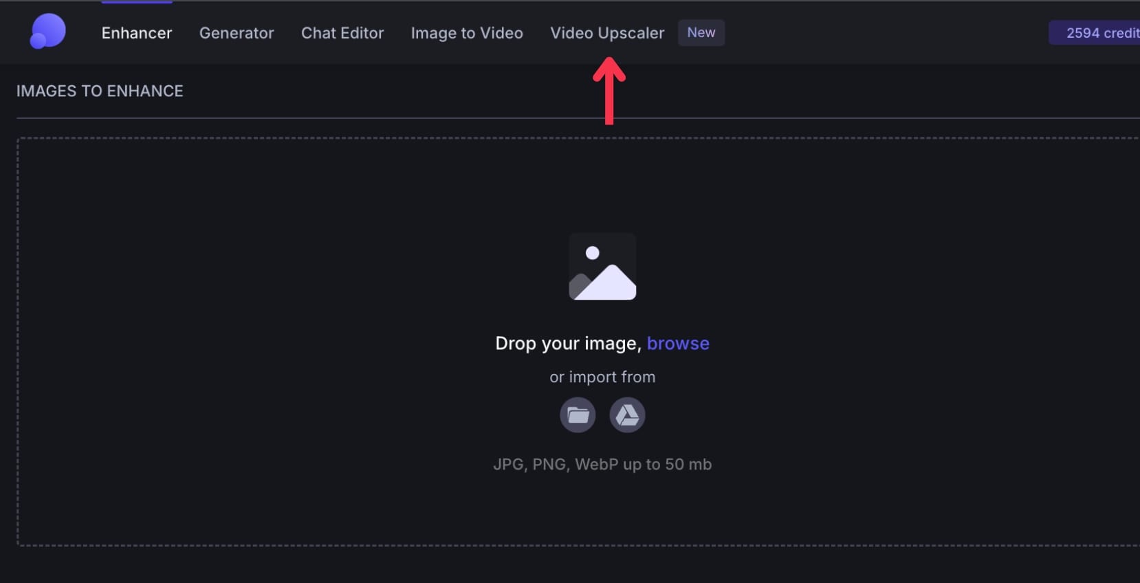 LetsEnhance video upscaler tab interface
