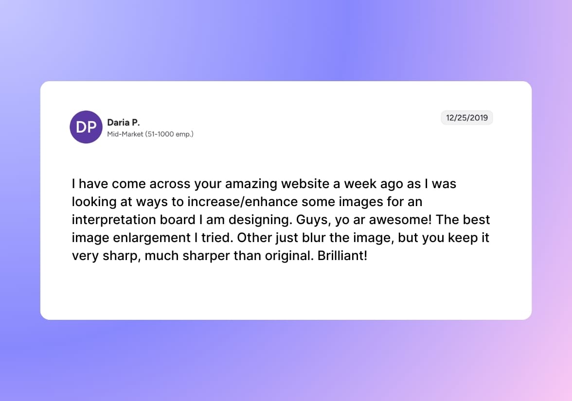 Review praising sharp enlargement for interpretation board design