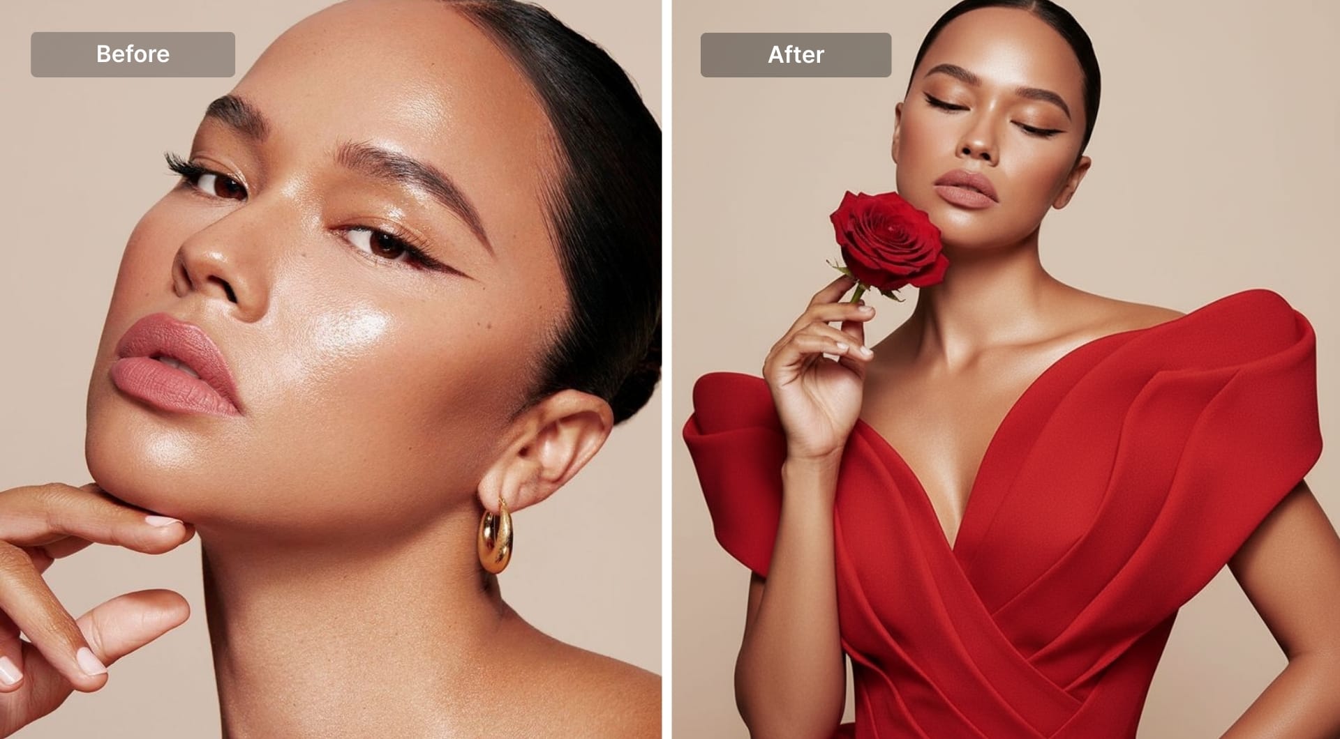 Example of a studio photoshoot created with Chat Editor