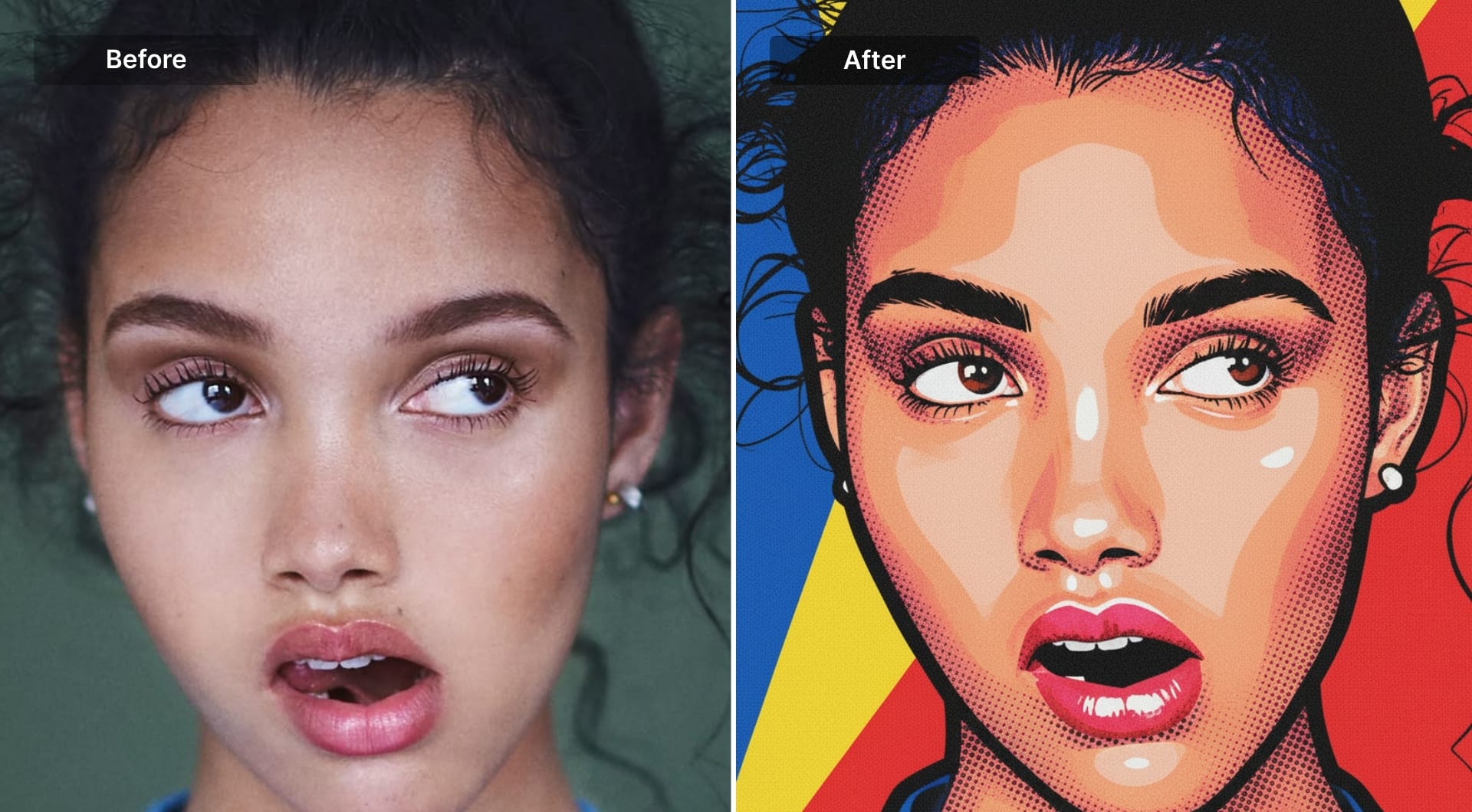 Portrait converted into bold pop art poster style
