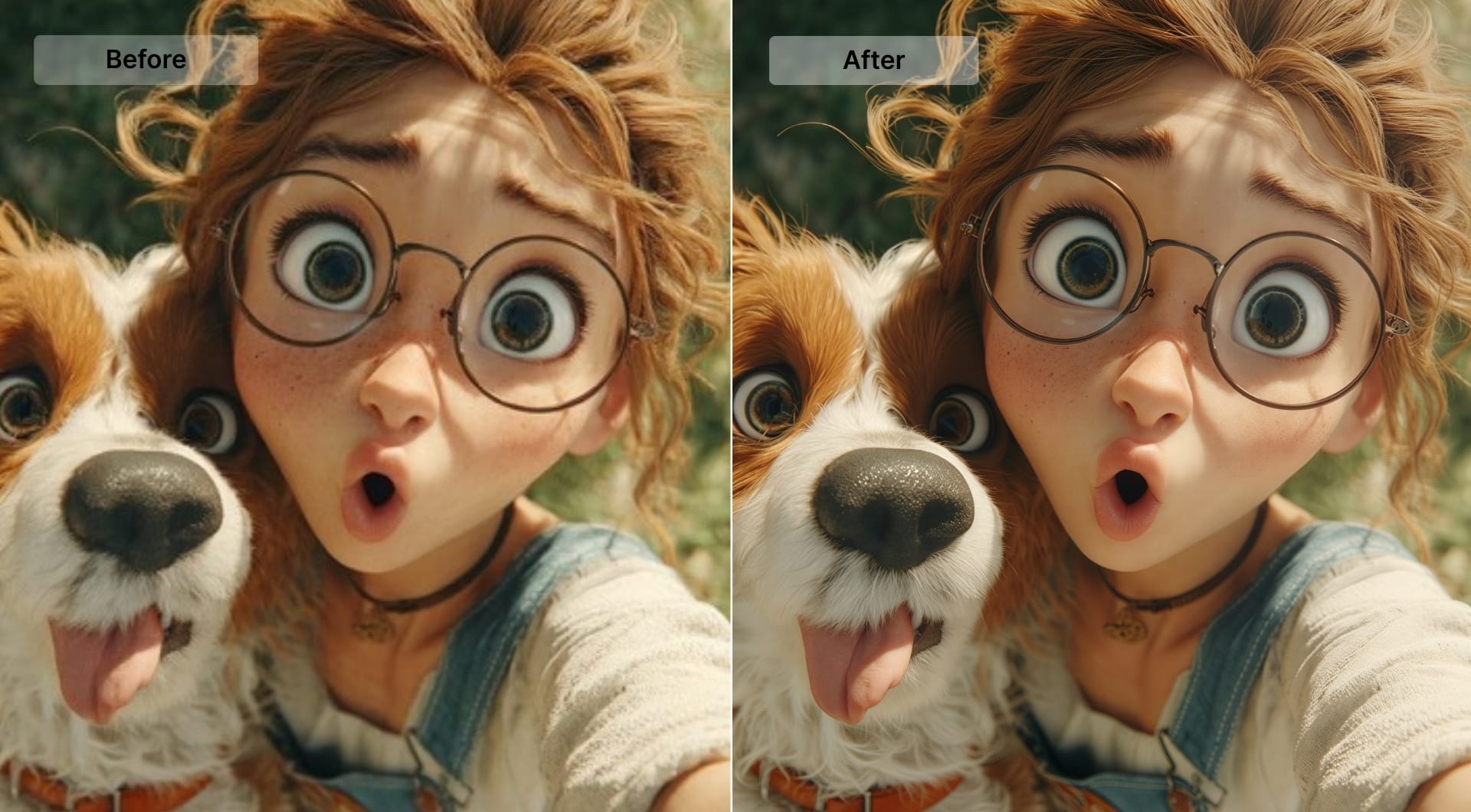 AI illustration before and after digital art upscaling