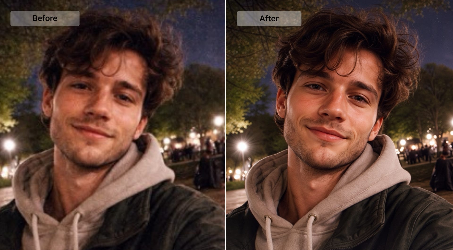 Smartphone portrait with visible color speckles and luminance noise