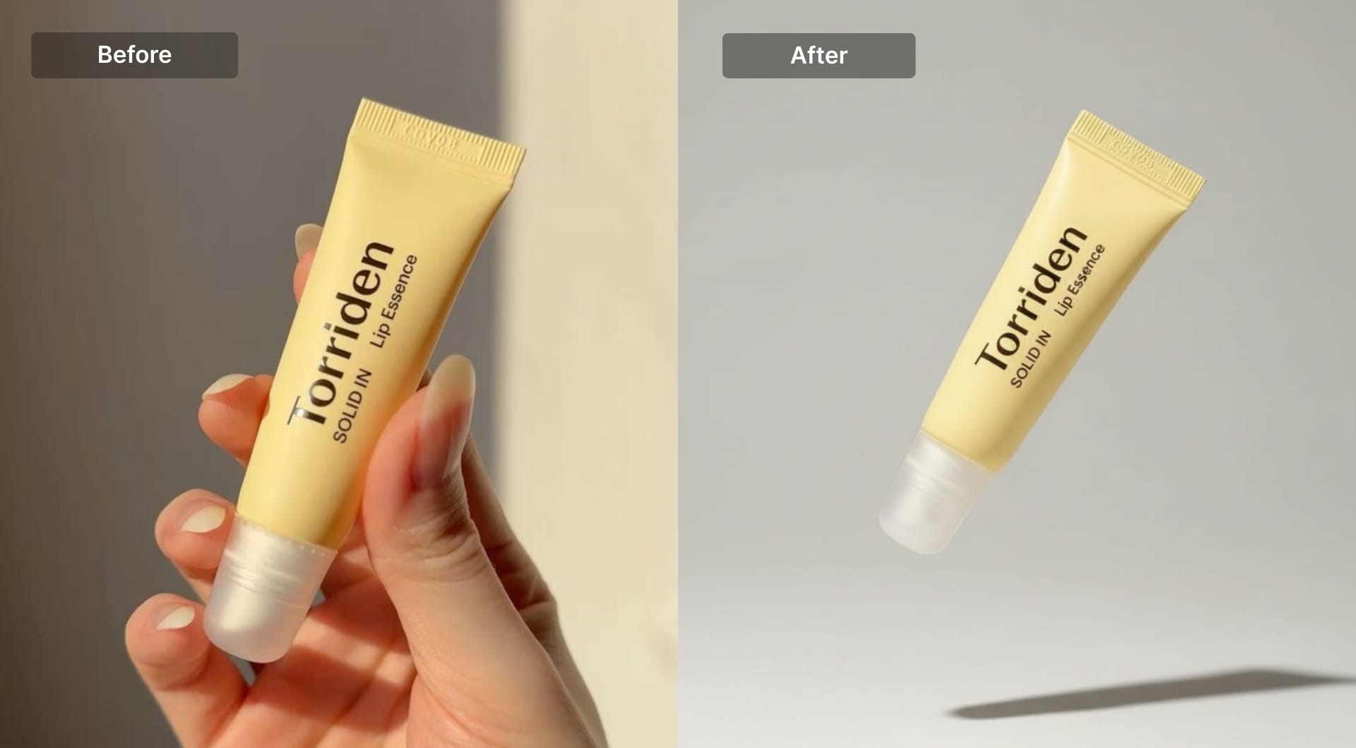 Skincare tube floating with soft shadow