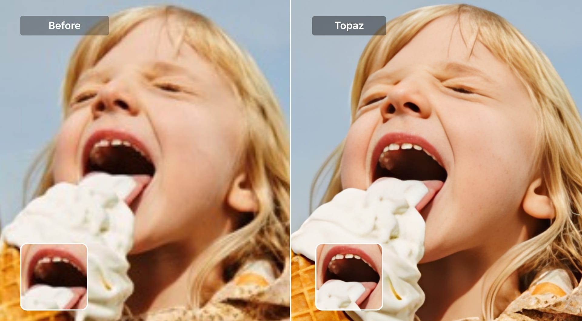 Topaz Photo AI upscale with smoother facial details