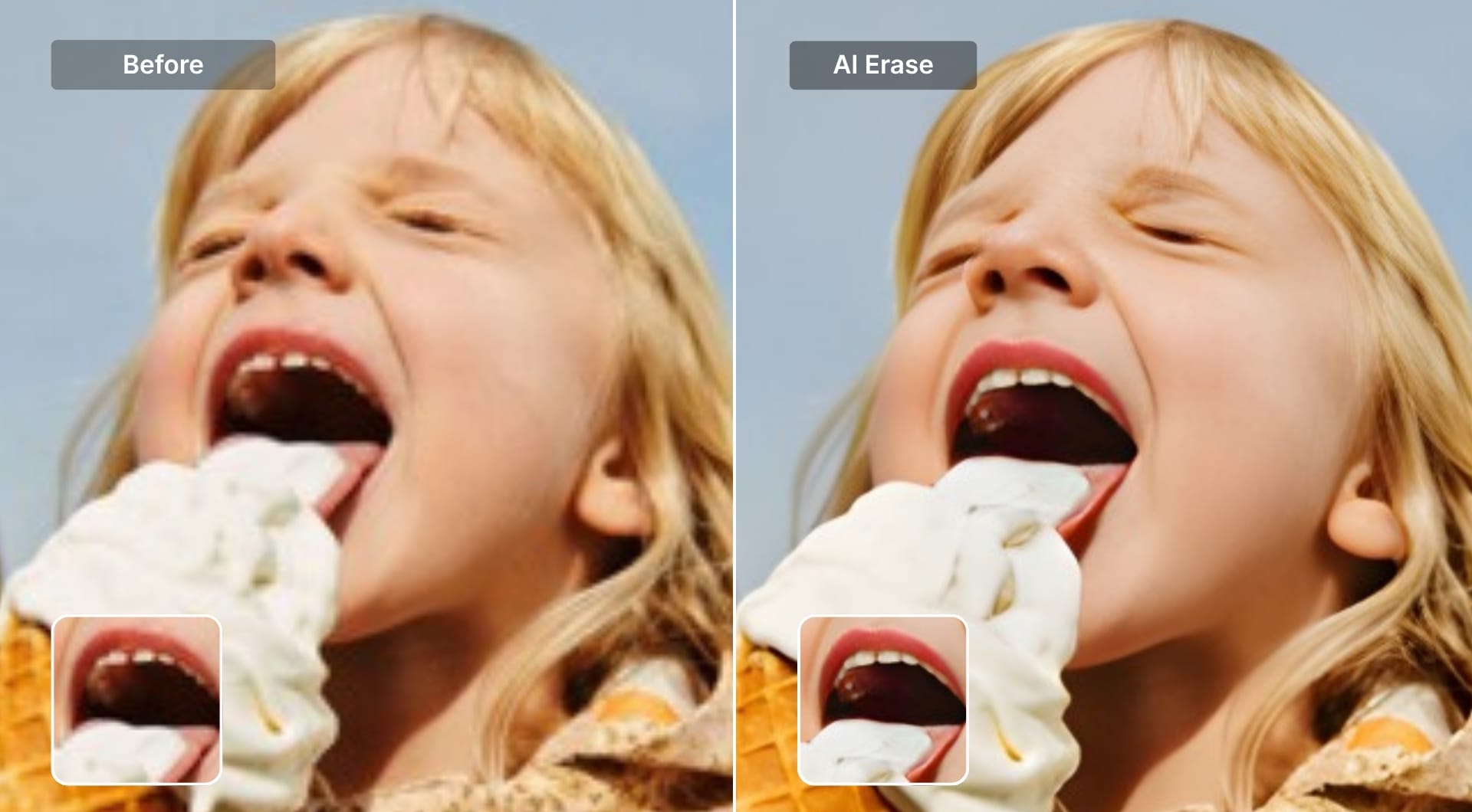 AI Ease upscale improving clarity without fine detail recovery