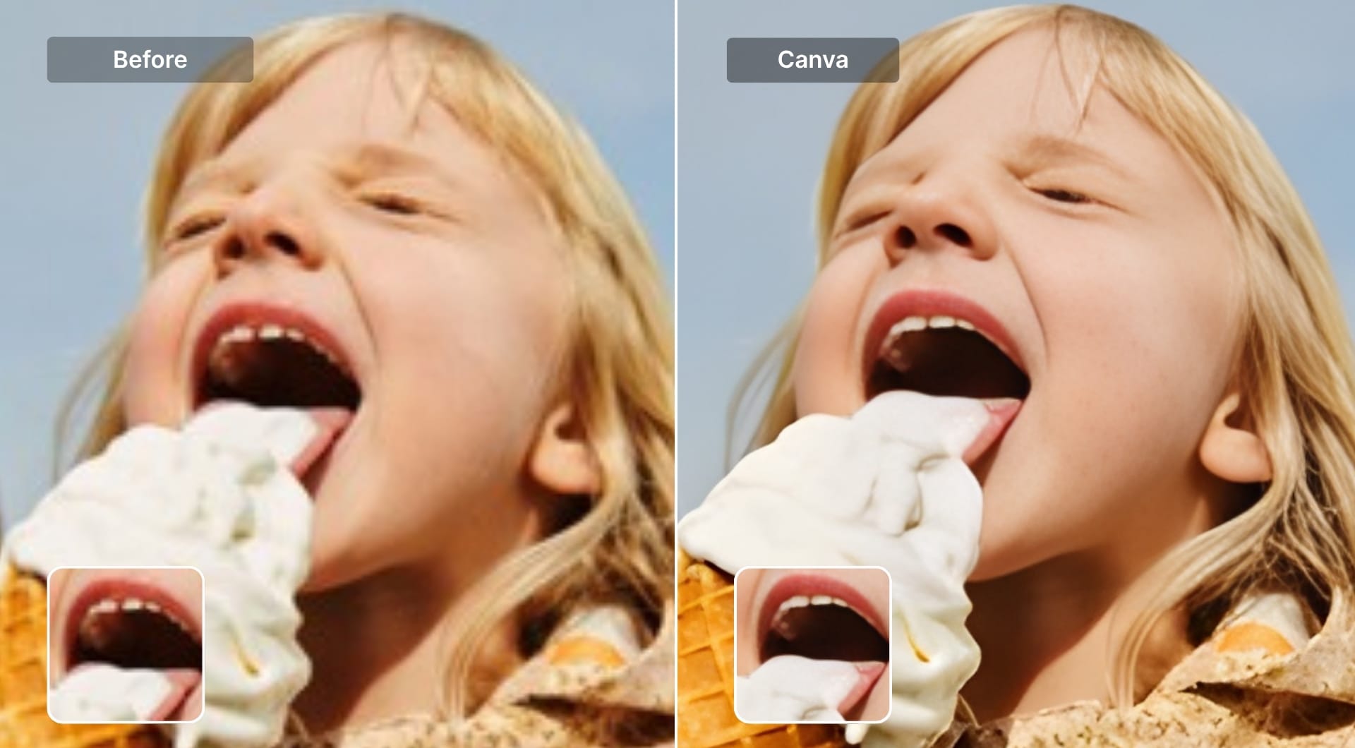 Canva unpixelate tool smoothing pixelated portrait
