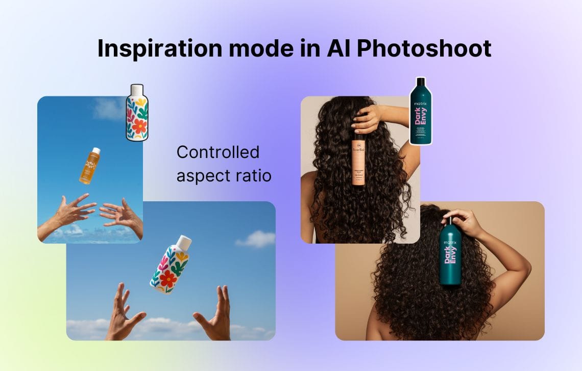 Inspiration mode examples showing controlled aspect ratio across outputs