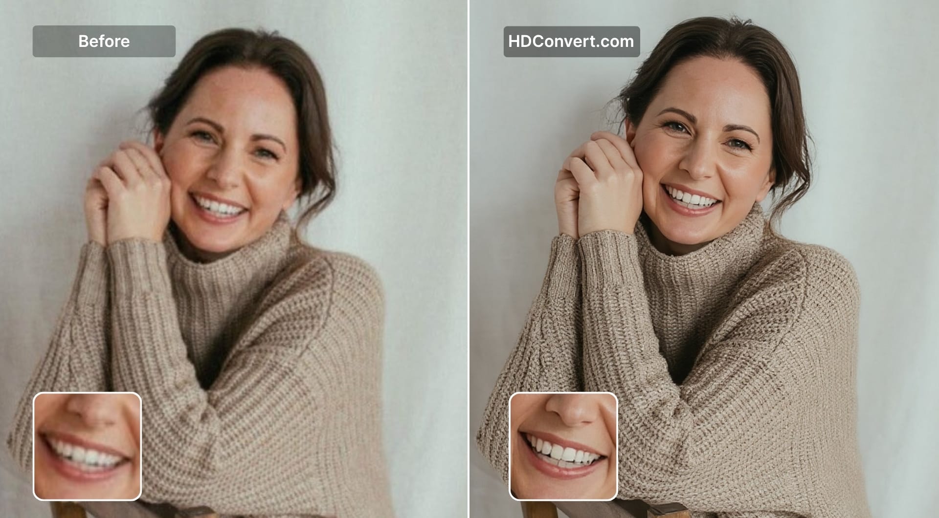 Before and after portrait using HDConvert tool