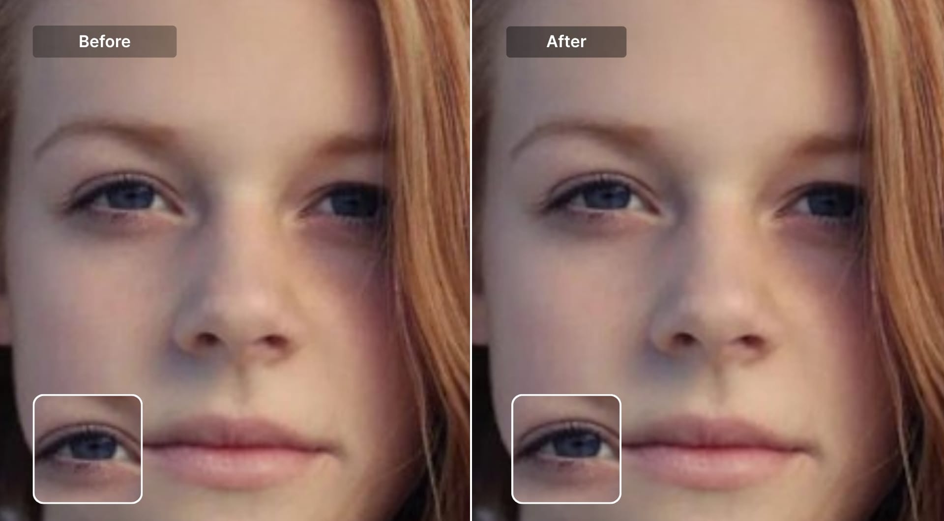 Portrait before and after GIMP sharpening with slight clarity increase