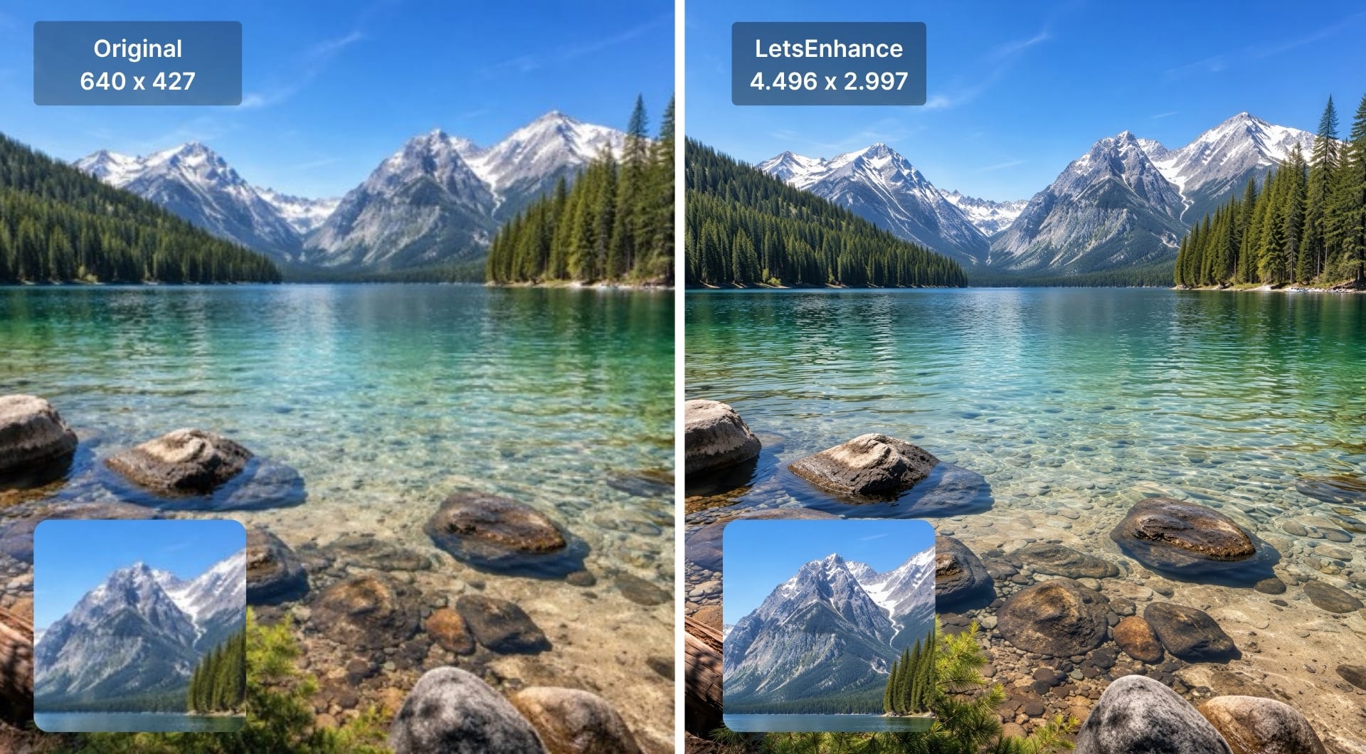 LetsEnhance example tied to print-ready 300 DPI output and presets.