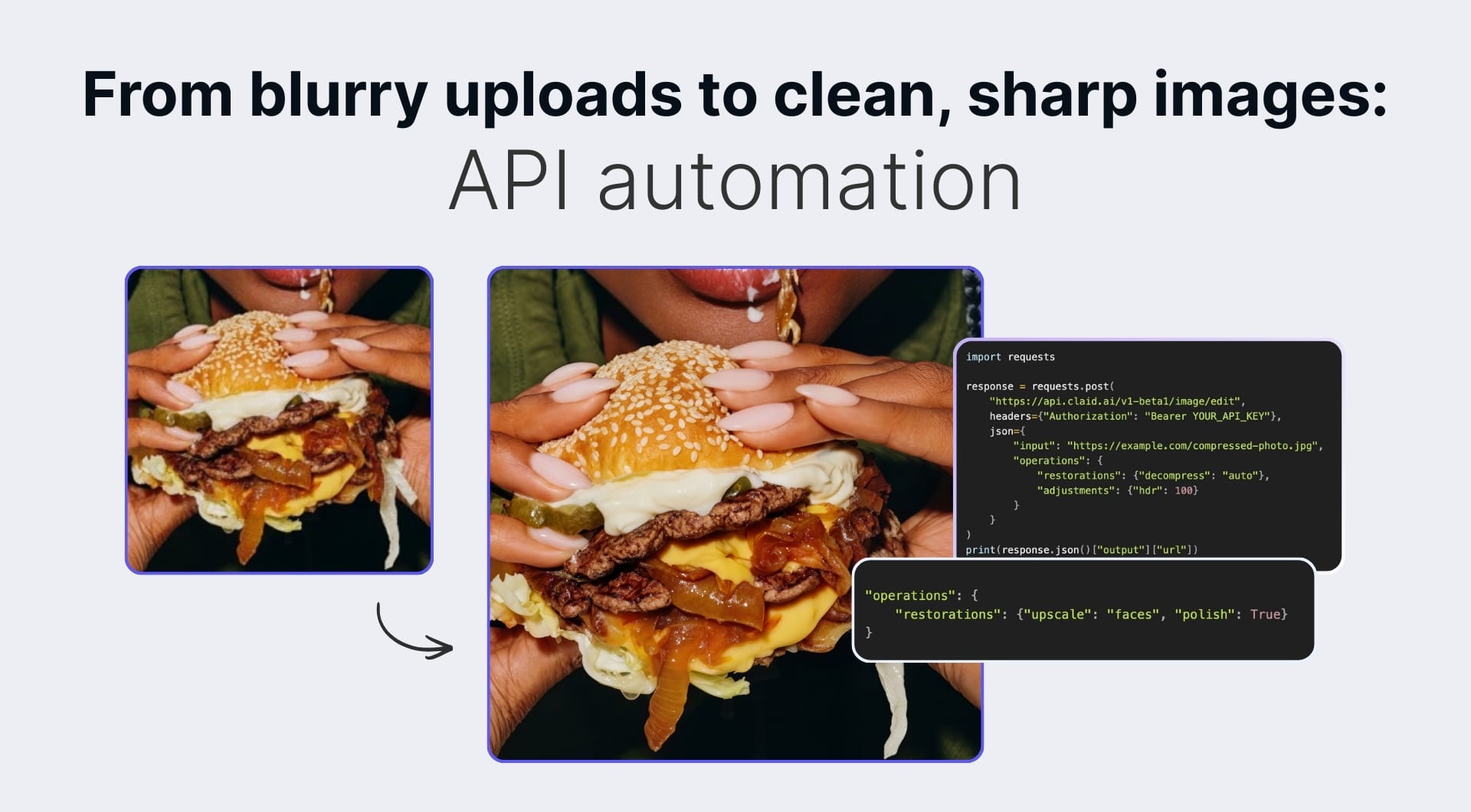 How to enhance images with an API: fix blur, noise, and artifacts automatically