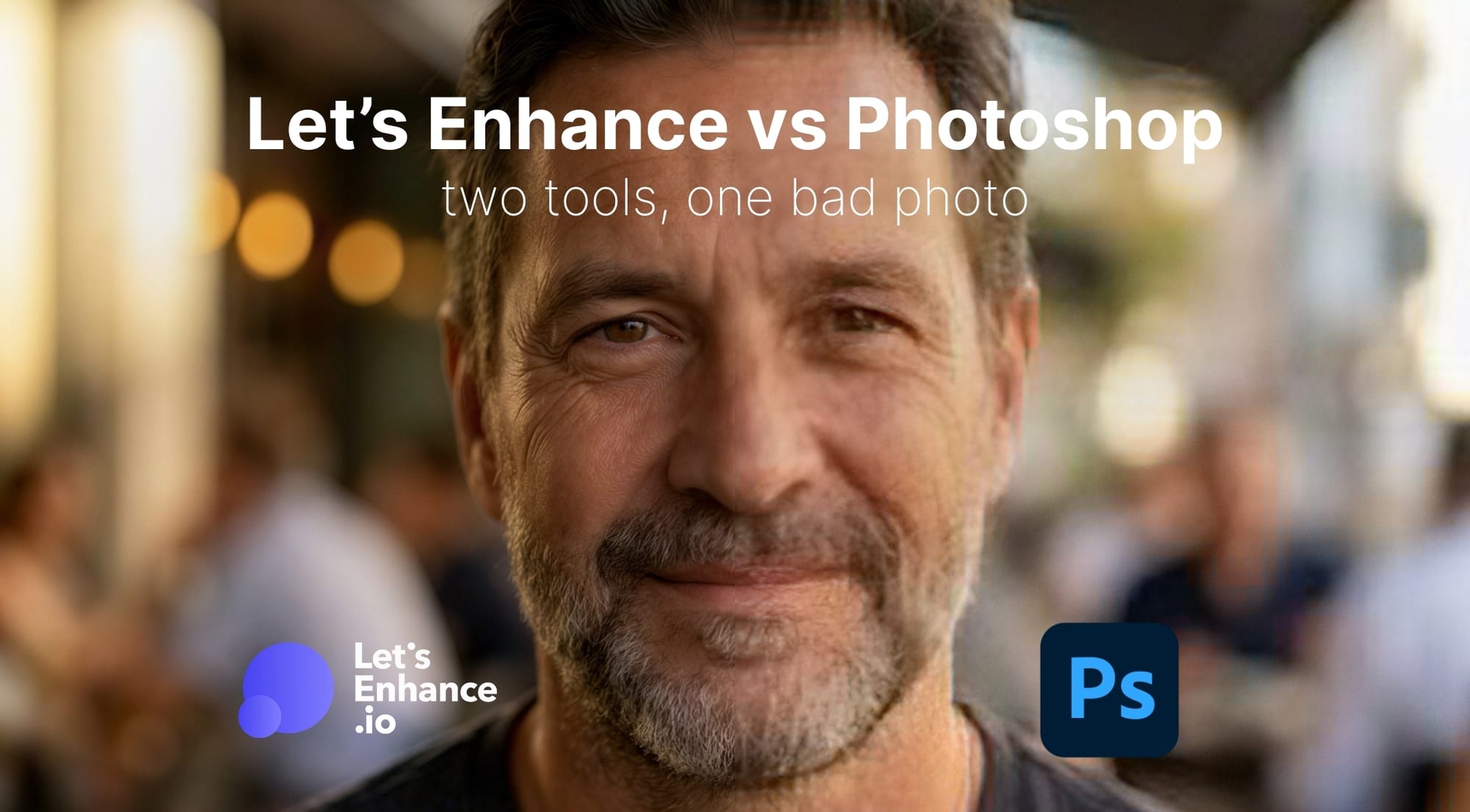 Photoshop Super Zoom vs Let's Enhance Prime: face upscaling comparison