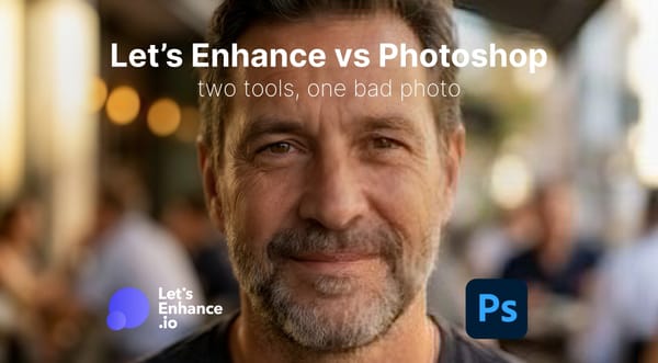 Photoshop Super Zoom vs Let's Enhance Prime: face upscaling comparison