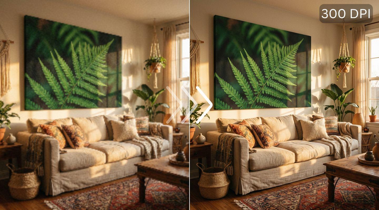 Wall art print showing high-resolution output ready for large format printing
