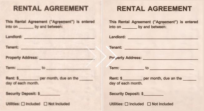 Old scanned document before and after AI depixelation and upscaling combined