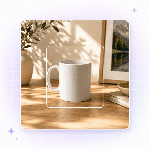 Product scene extended beyond its original frame by the outpainting API